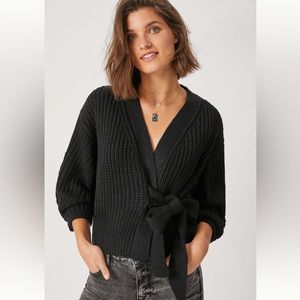 Anthropologie Maria Cropped Wrap Cardigan black one size